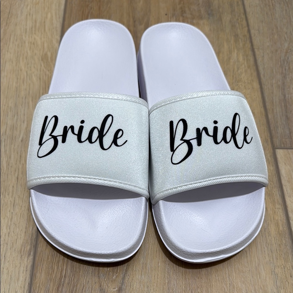 White Bride Slide Sandals